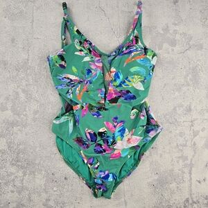 La Blanca Green One Piece Swimsuit Tropical Print